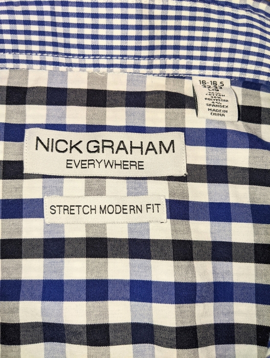 NICK GRAHAM EVERYWHERE Checked Long Sleeve Cotton Shirt Large - Picture 4 of 4